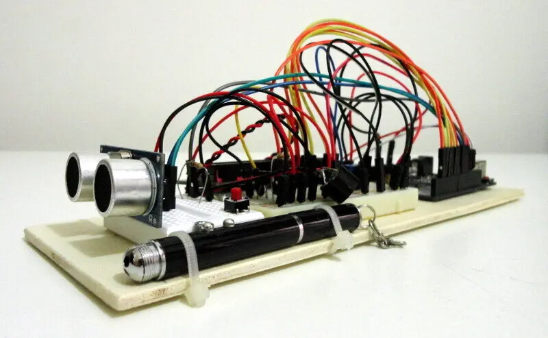 Our ultrasonic distance meter without the paper tubes