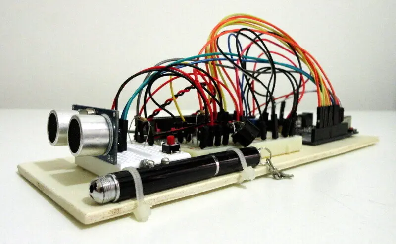 Our ultrasonic distance meter without the paper tubes Our ultrasonic distance meter without the paper tubes