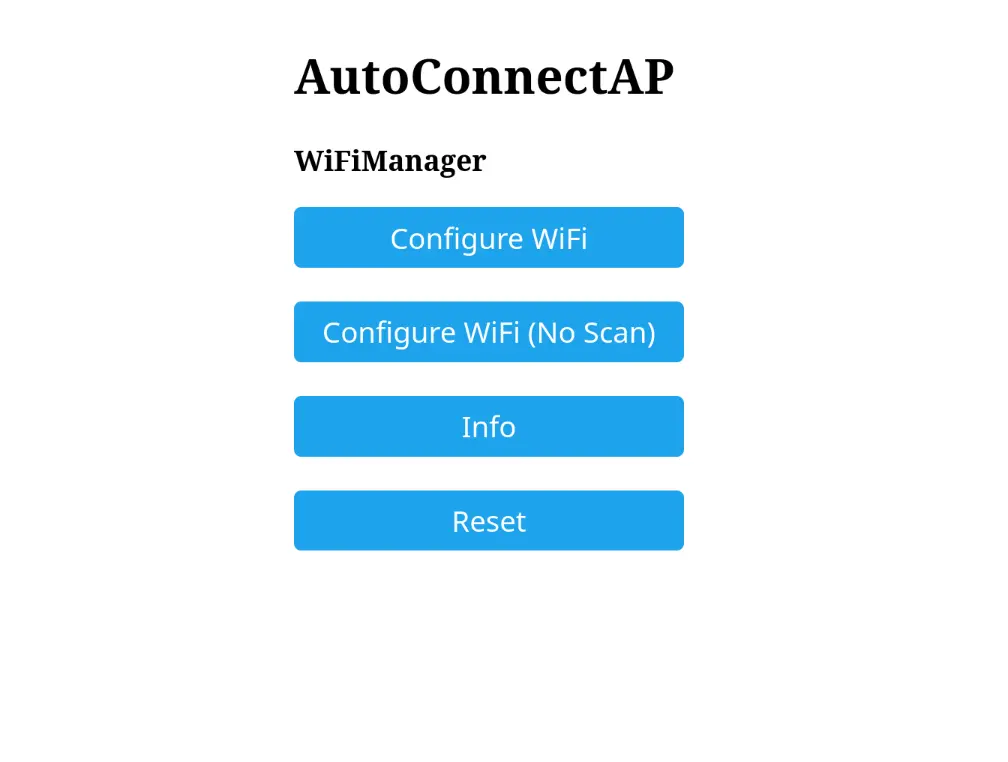 The browser screen for choosing the network