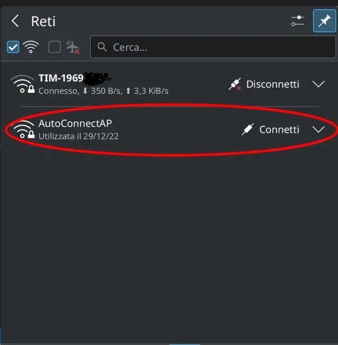 List of available WiFi networks List of available WiFi networks