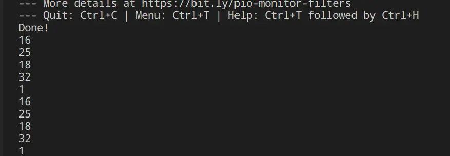 Lettura della EEPROM del modulo NodeMCU visualizzata sul Serial Monitor