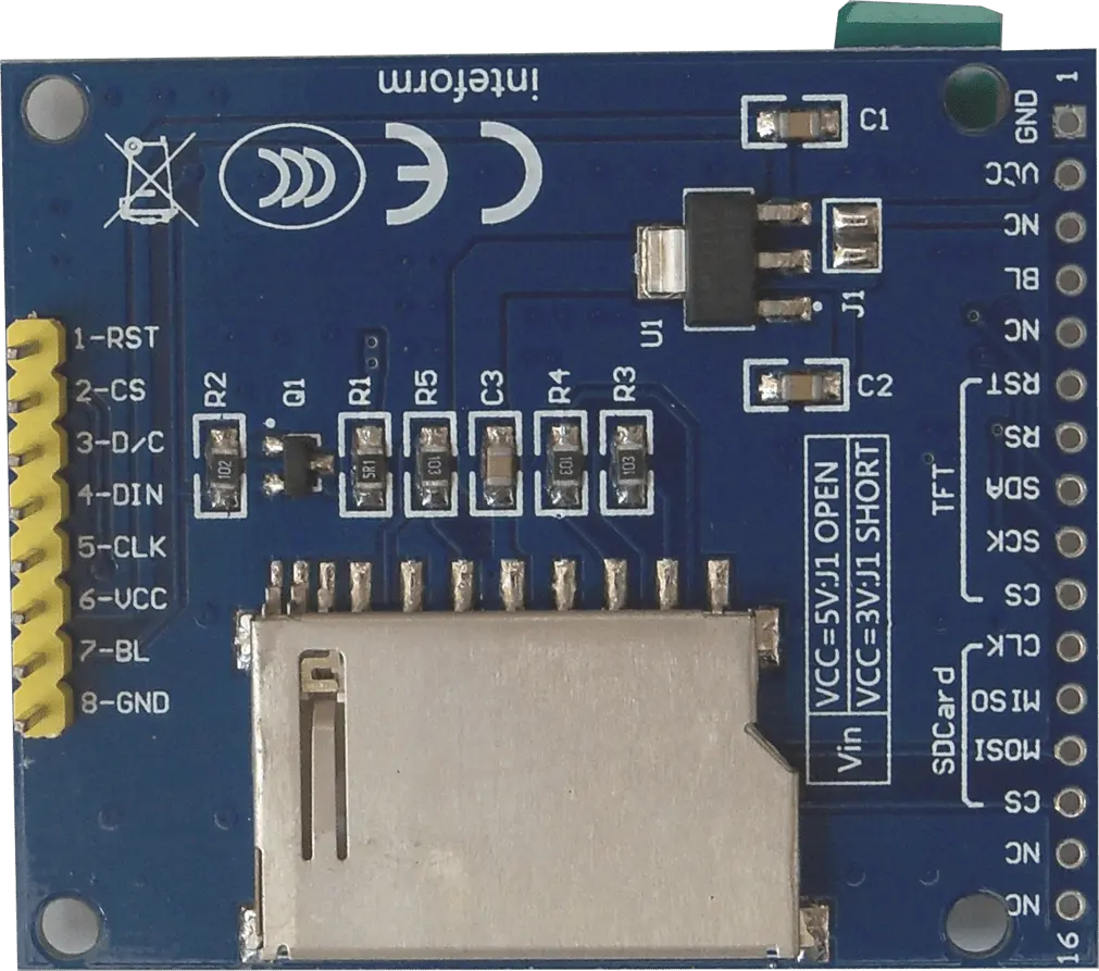 1.8" TFT display pinout